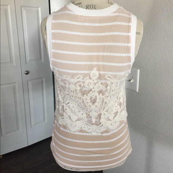 Anthropologie lace striped tank top - Picture 2 of 7